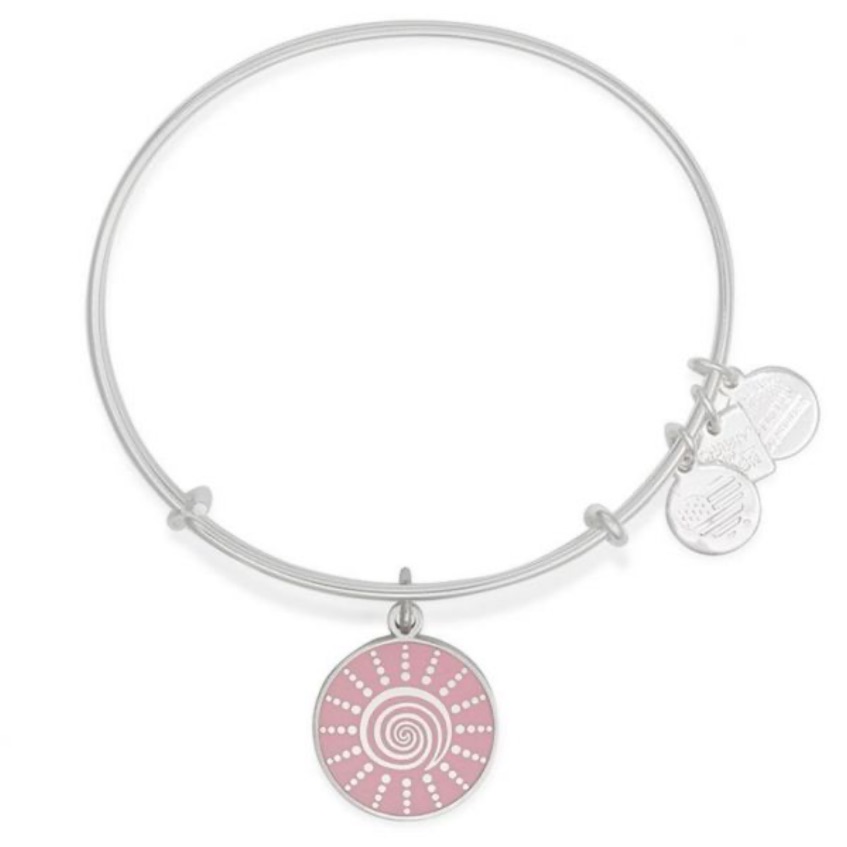 Alex And Ani Silver & Pink “Spiral Sun” Charm Bracelet